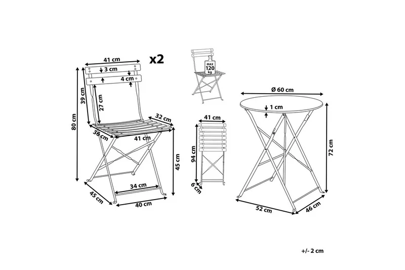 Cafeset Fiori Röd - Röd - Utemöbler - Balkong - Balkongmöbler - Balkonggrupp & balkongset