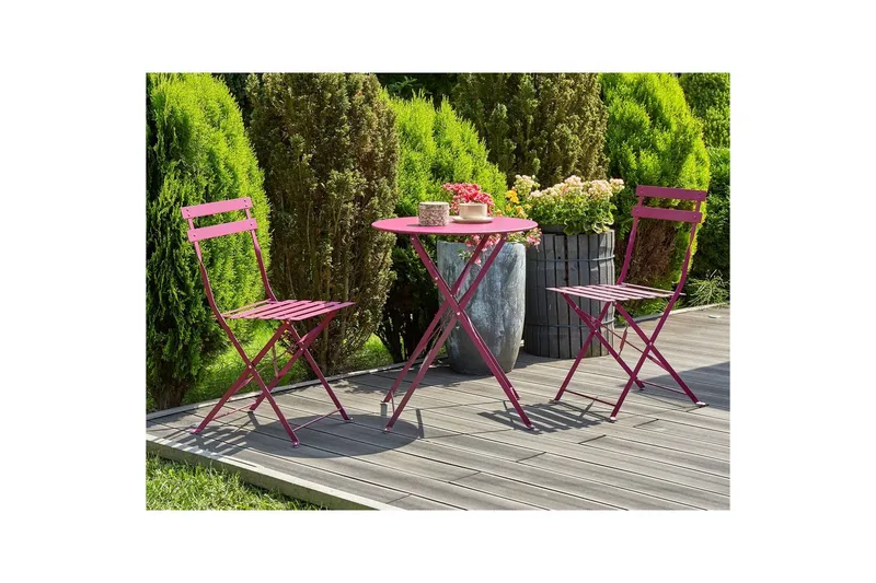 Cafeset Fiori Vinröd - Vinröd - Utemöbler - Balkong - Balkongmöbler - Balkonggrupp & balkongset