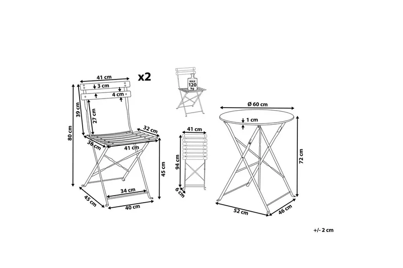 Cafeset Fiori Violett - Violett - Utemöbler - Balkong - Balkongmöbler - Balkonggrupp & balkongset