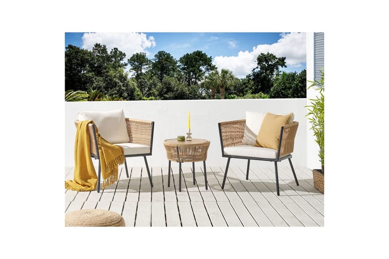 Cafeset Gargano Ljusbeige/naturlig - Ljusbeige/naturlig - Utemöbler - Balkong - Balkongmöbler - Balkonggrupp & balkongset