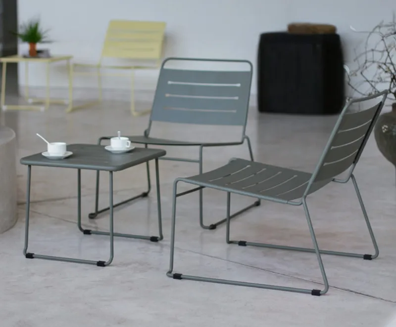 Caféset i stål – Olivgrönt balkongset för små uteplatser | Hjalmar, undefined