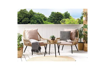 Cafeset Laureto Natur/Beige/Svart/Beige - Natur/Beige/Svart/Beige - Utemöbler - Balkong - Balkongmöbler - Balkonggrupp & balkongset