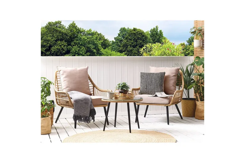 Cafeset Laureto Natur/Beige/Svart/Beige - Natur/Beige/Svart/Beige - Utemöbler - Balkong - Balkongmöbler - Balkonggrupp & balkongset