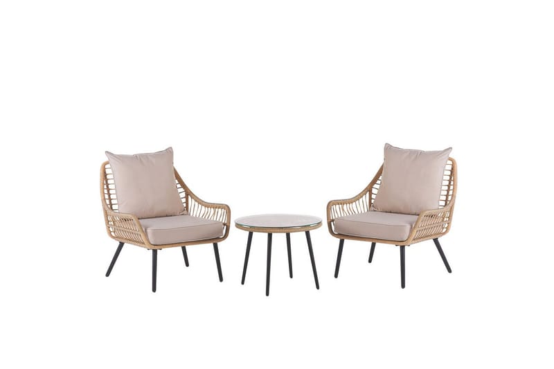 Cafeset Laureto Natur/Beige/Svart/Beige - Natur/Beige/Svart/Beige - Utemöbler - Balkong - Balkongmöbler - Balkonggrupp & balkongset