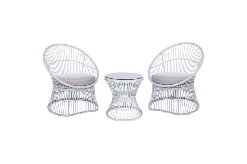 Cafeset Mesyna Vit/Beige - Vit/Beige - Utemöbler - Balkong - Balkongmöbler - Balkonggrupp & balkongset