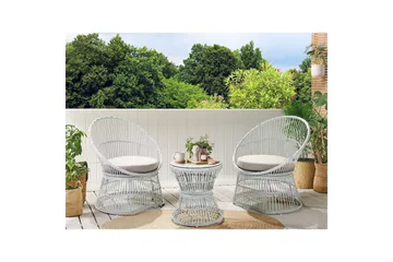 Cafeset Mesyna Vit/Beige - Vit/Beige - Utemöbler - Balkong - Balkongmöbler - Balkonggrupp & balkongset