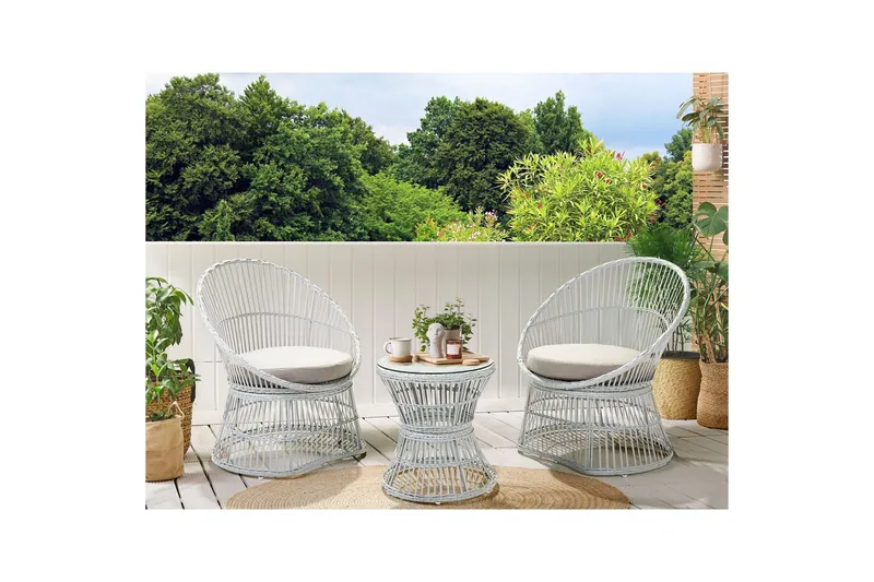 Cafeset Mesyna Vit/Beige - Vit/Beige - Utemöbler - Balkong - Balkongmöbler - Balkonggrupp & balkongset