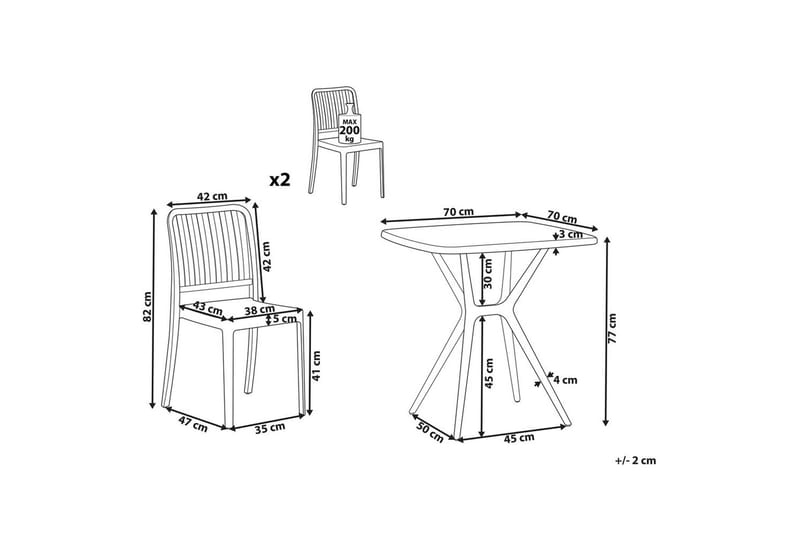 Cafeset Sersale Vit - Vit - Utemöbler - Balkong - Balkongmöbler - Balkonggrupp & balkongset
