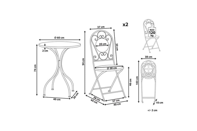 Cafeset Spello - Utemöbler - Balkong - Balkongmöbler - Balkonggrupp & balkongset