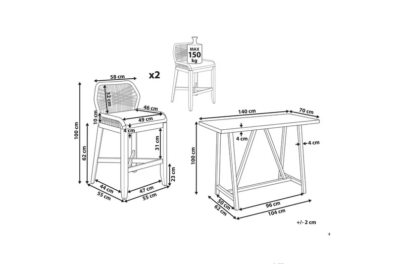 Cafeset Talamone - Utemöbler - Balkong - Balkongmöbler - Balkonggrupp & balkongset