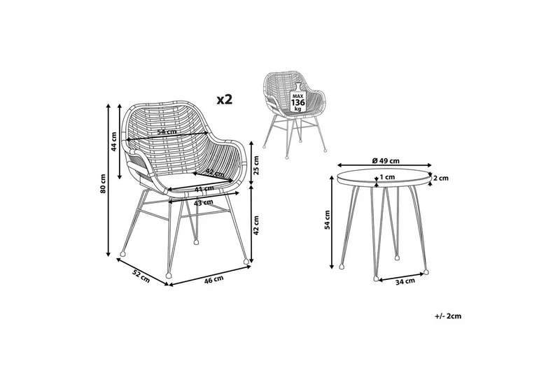 Cafeset Tropea II - Utemöbler - Balkong - Balkongmöbler - Balkonggrupp & balkongset