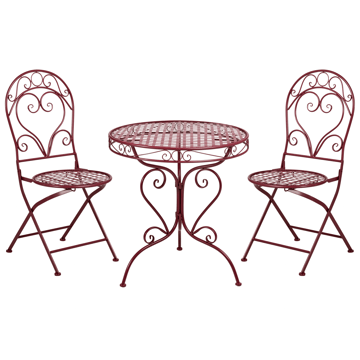 Caféset utomhus Albinia Järn - Röd - Utemöbler - Balkong - Balkongmöbler - Balkonggrupp & balkongset