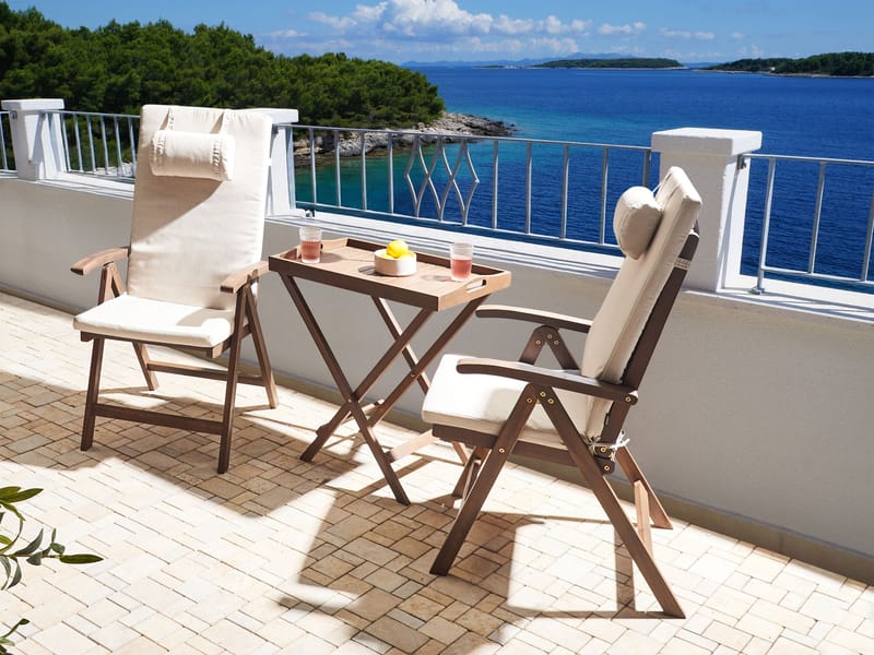 Caféset utomhus Amantea Premium Akaciaträ - Brun/Ljusbeige - Utemöbler - Balkong - Balkongmöbler - Balkonggrupp & balkongset