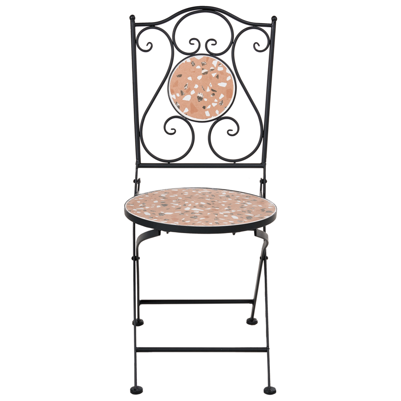 Caféset utomhus Fällbar Adrano Järn - Svart/Brun/Orange - Utemöbler - Balkong - Balkongmöbler - Balkonggrupp & balkongset