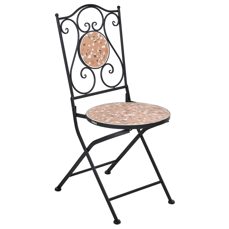 Caféset utomhus Fällbar Adrano Järn - Svart/Brun/Orange - Utemöbler - Balkong - Balkongmöbler - Balkonggrupp & balkongset