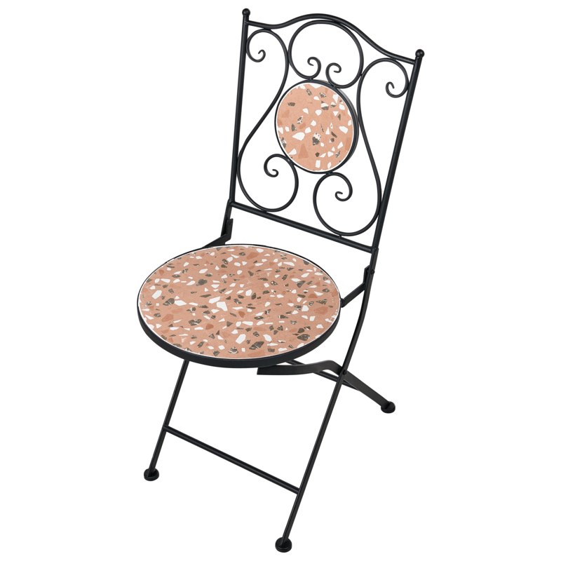 Caféset utomhus Fällbar Adrano Järn - Svart/Brun/Orange - Utemöbler - Balkong - Balkongmöbler - Balkonggrupp & balkongset