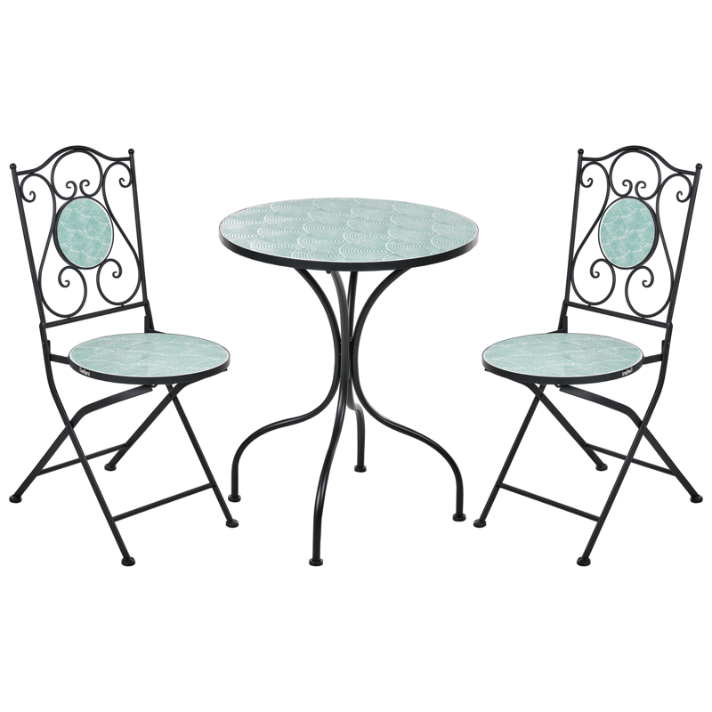 Caféset utomhus Fällbar Anapo Järn - svart/grön - Utemöbler - Balkong - Balkongmöbler - Balkonggrupp & balkongset