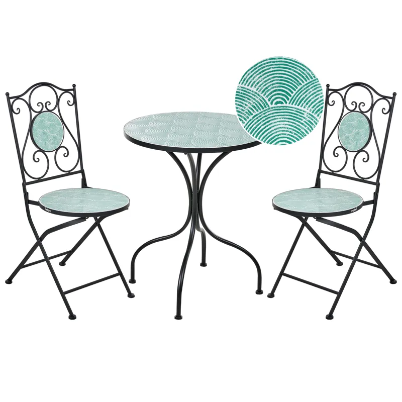 Caféset utomhus Fällbar Anapo Järn, svart/grön