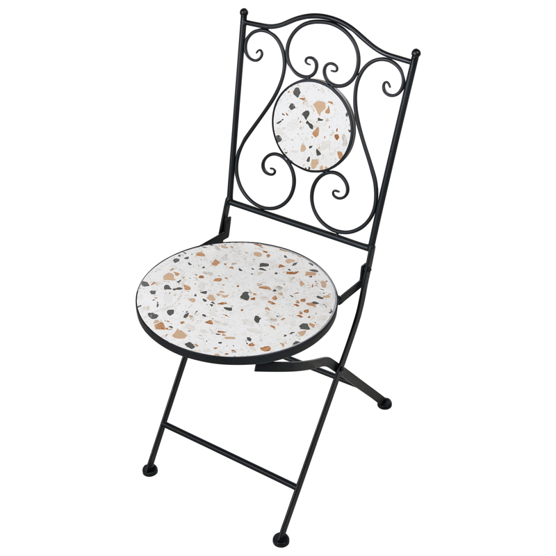 Caféset utomhus Fällbar Artena Järn - Svart/Vit - Utemöbler - Balkong - Balkongmöbler - Balkonggrupp & balkongset