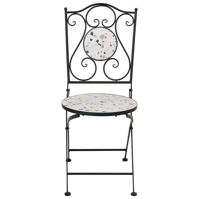 Caféset utomhus Fällbar Artena Järn - Svart/Vit - Utemöbler - Balkong - Balkongmöbler - Balkonggrupp & balkongset