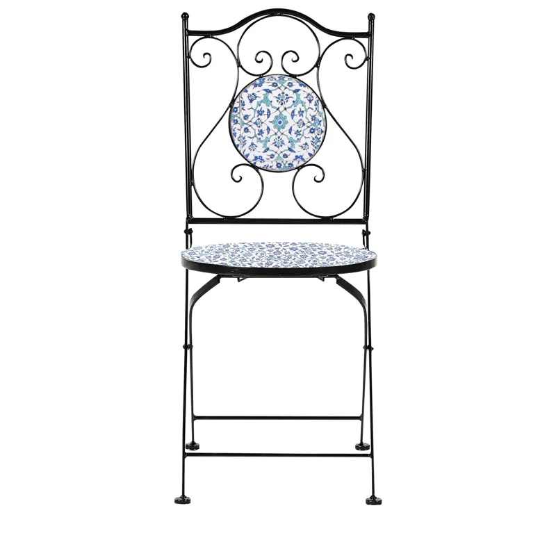 Caféset utomhus Fällbar Chapeco Järn - Svart/Blå/Vit - Utemöbler - Balkong - Balkongmöbler - Balkonggrupp & balkongset