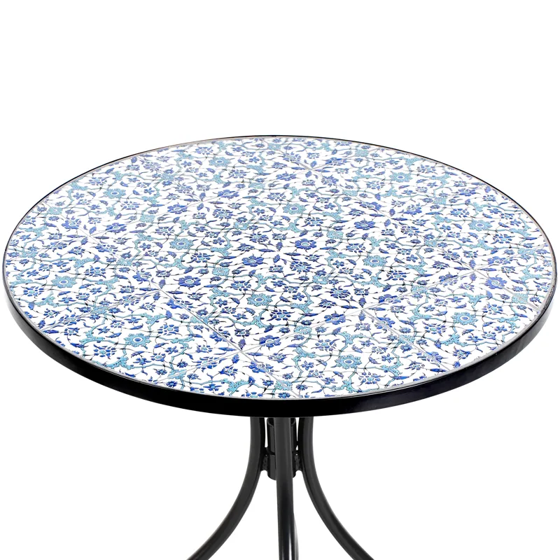 Caféset utomhus Fällbar Chapeco Järn - Svart/Blå/Vit - Utemöbler - Balkong - Balkongmöbler - Balkonggrupp & balkongset