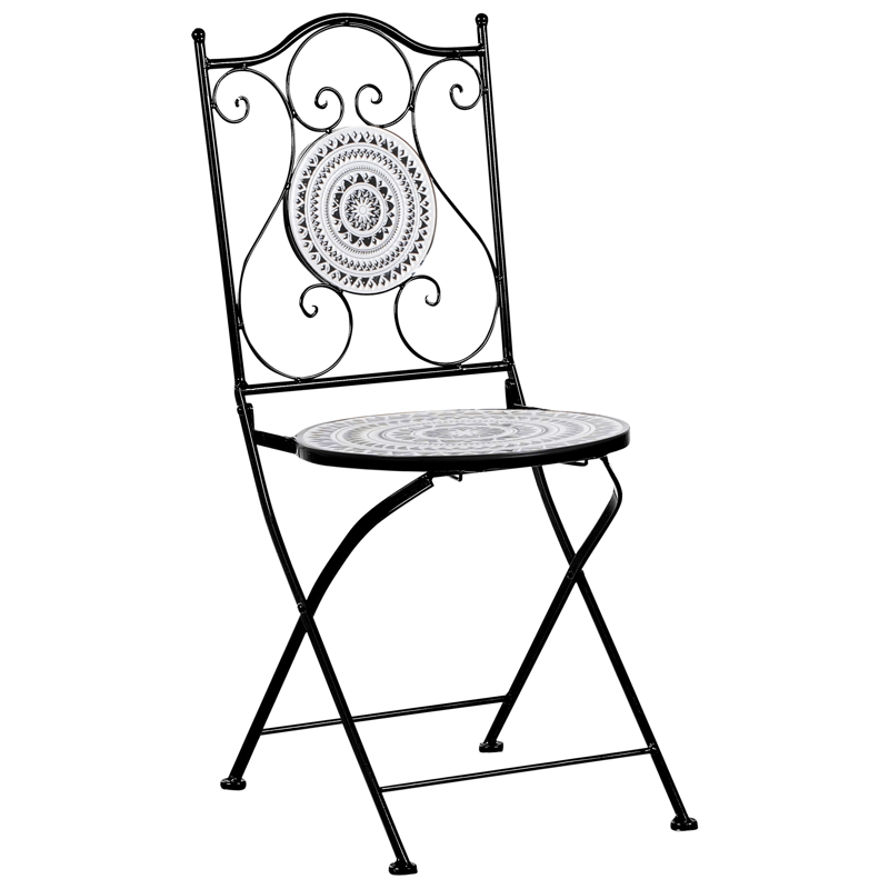 Caféset utomhus Fällbar Comiso Järn - Svart/Vit - Utemöbler - Balkong - Balkongmöbler - Balkonggrupp & balkongset