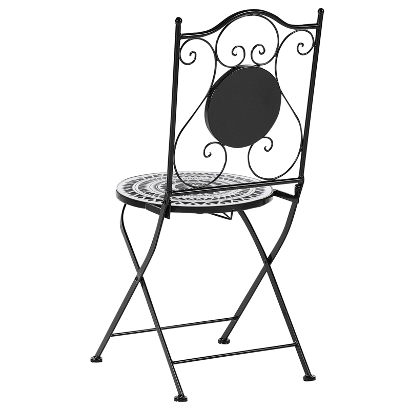 Caféset utomhus Fällbar Comiso Järn - Svart/Vit - Utemöbler - Balkong - Balkongmöbler - Balkonggrupp & balkongset