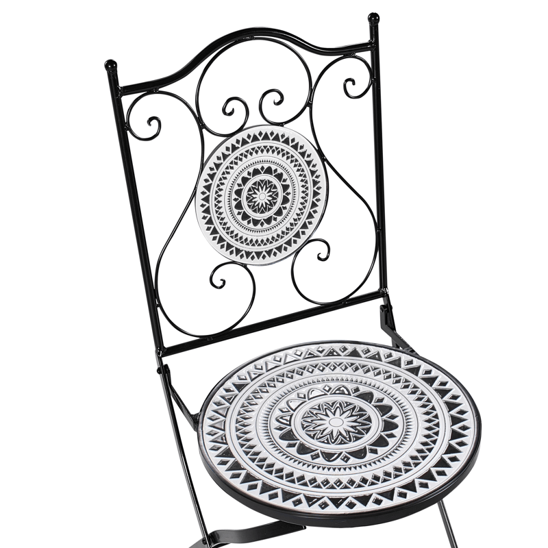 Caféset utomhus Fällbar Comiso Järn - Svart/Vit - Utemöbler - Balkong - Balkongmöbler - Balkonggrupp & balkongset