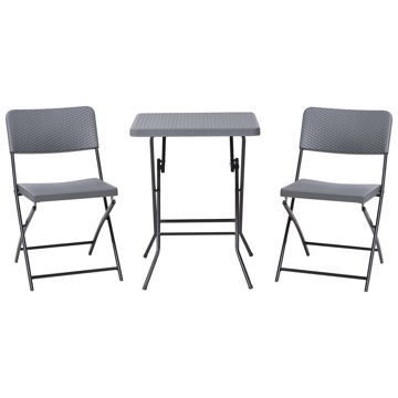 Caféset utomhus Fällbar Trappeto - Grå/Svart - Utemöbler - Balkong - Balkongmöbler - Balkonggrupp & balkongset