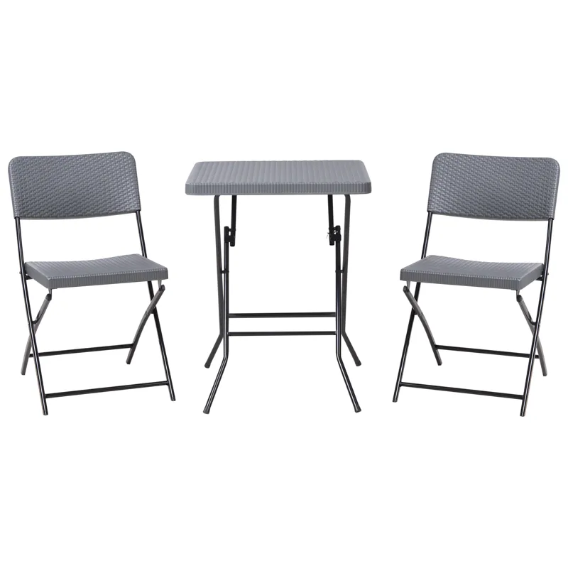 Caféset utomhus Fällbar Trappeto, Grå/Svart