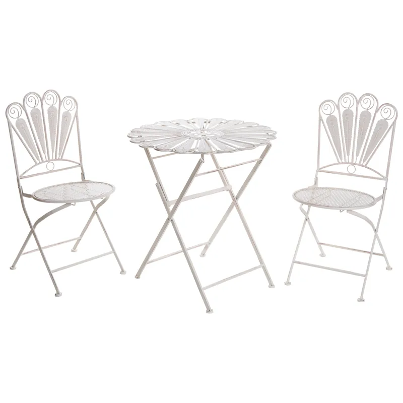 Caféset utomhus Fällbar Pavia Järn, Vit
