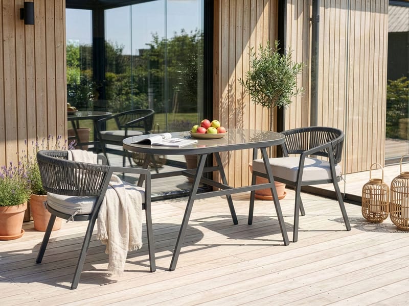 Caféset utomhus Muros Stål - Grå/Beige - Utemöbler - Balkong - Balkongmöbler - Balkonggrupp & balkongset