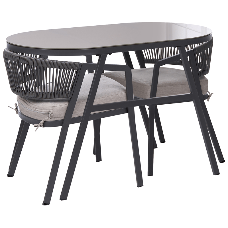 Caféset utomhus Muros Stål - Grå/Beige - Utemöbler - Balkong - Balkongmöbler - Balkonggrupp & balkongset