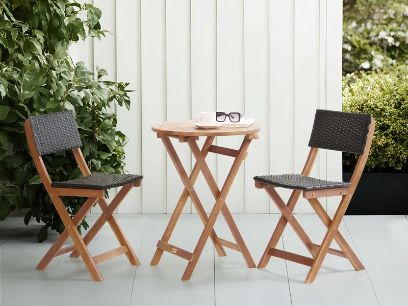 Caféset utomhus Rivarotta Akaciaträ - Brun/Svart - Utemöbler - Balkong - Balkongmöbler - Balkonggrupp & balkongset