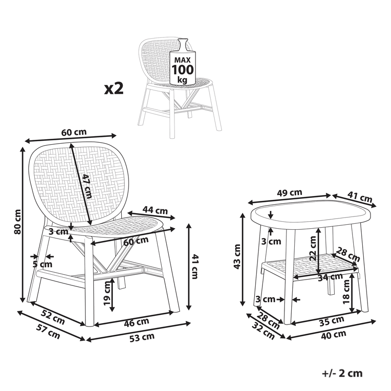 Caféset utomhus Sicelle - Grön - Utemöbler - Balkong - Balkongmöbler - Balkonggrupp & balkongset