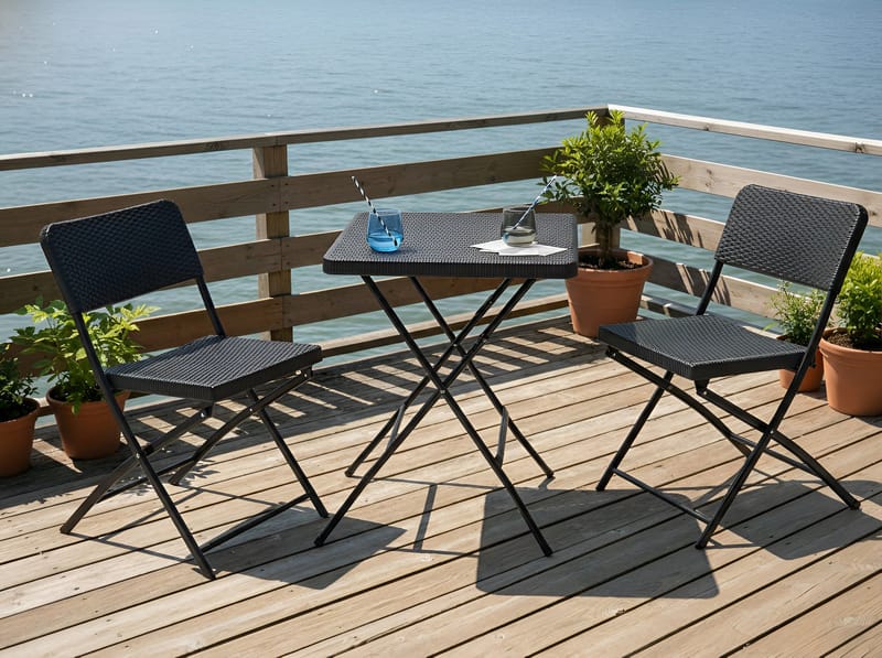 Caféset utomhus Trappeto - Svart - Utemöbler - Balkong - Balkongmöbler - Balkonggrupp & balkongset