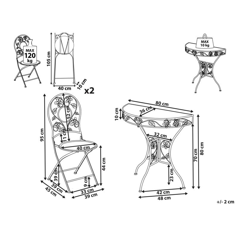 Caféset utomhus Yaviza Järn - Beige - Utemöbler - Balkong - Balkongmöbler - Balkonggrupp & balkongset