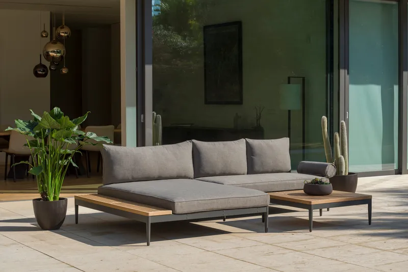 Dagbädd för utomhusbruk TOPAZ XL - Trä/grå - Utemöbler - Balkong - Balkongmöbler - Soffa balkong