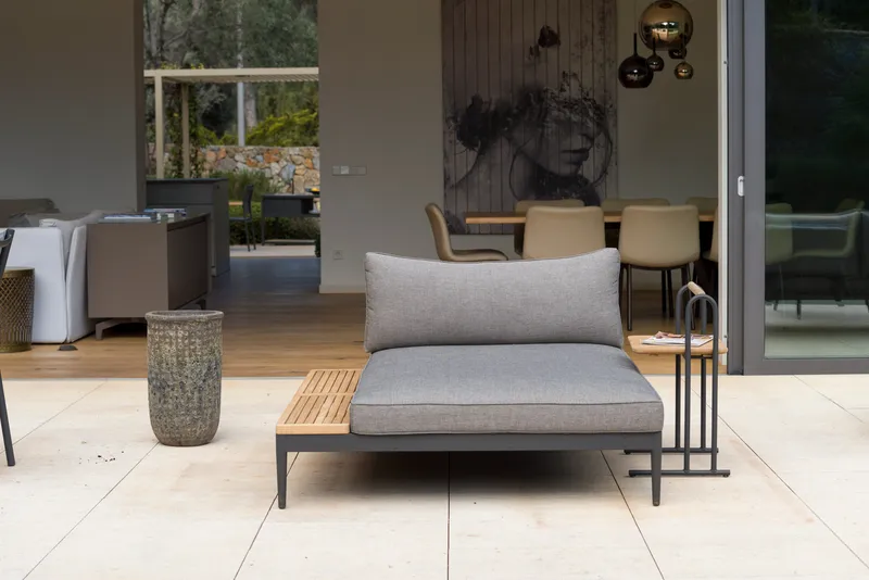 Dagbädd för utomhusbruk TOPAZ XL - Trä/grå - Utemöbler - Balkong - Balkongmöbler - Soffa balkong