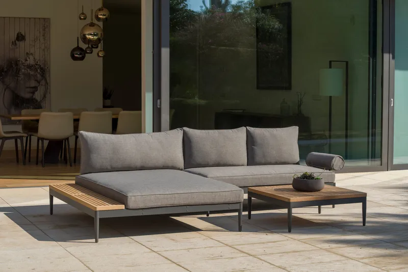 Dagbädd för utomhusbruk TOPAZ XL - Trä/grå - Utemöbler - Balkong - Balkongmöbler - Soffa balkong