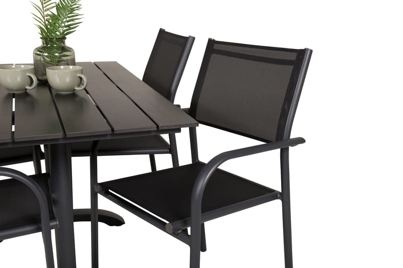 Denver Matgrupp 120 cm + 4 Santorini Karmstolar Svart - Venture Home - Utemöbler - Balkong - Balkongmöbler - Balkonggrupp & balkongset