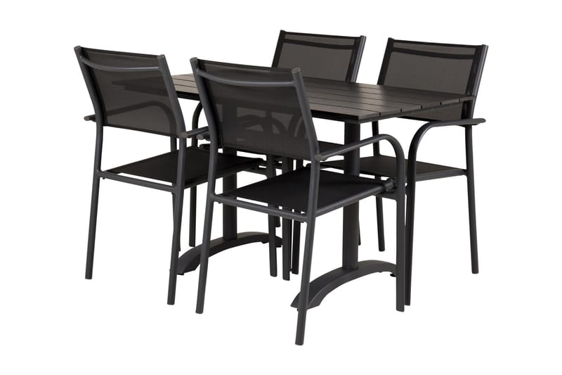 Denver Matgrupp 120 cm + 4 Santorini Karmstolar Svart - Venture Home - Utemöbler - Balkong - Balkongmöbler - Balkonggrupp & balkongset