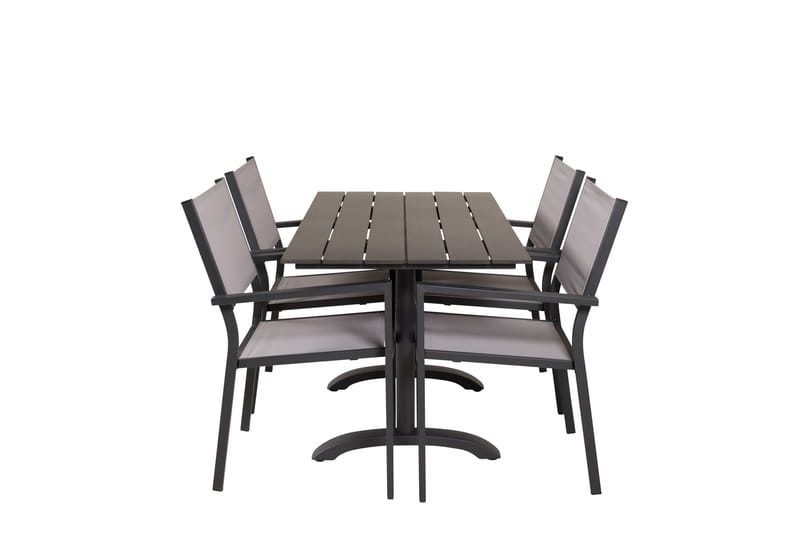 Denver Matgrupp Utomhus 120 cm + 4 Copacabana Karmstolar Utomhus Svart/Grå - Venture Home - Utemöbler - Balkong - Balkongmöbler - Balkonggrupp & balkongset