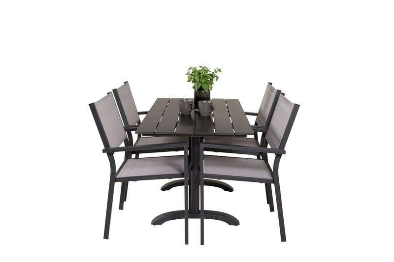 Denver Matgrupp Utomhus 120 cm + 4 Copacabana Karmstolar Utomhus Svart/Grå - Venture Home - Utemöbler - Balkong - Balkongmöbler - Balkonggrupp & balkongset