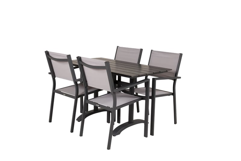 Denver Matgrupp Utomhus 120 cm + 4 Copacabana Karmstolar Utomhus Svart/Grå - Venture Home - Utemöbler - Balkong - Balkongmöbler - Balkonggrupp & balkongset