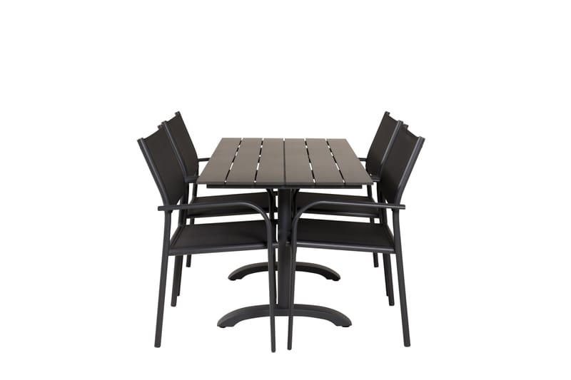Denver Matgrupp Utomhus 120 cm + 4 Santorini Karmstolar Utomhus Svart - Venture Home - Utemöbler - Balkong - Balkongmöbler - Balkonggrupp & balkongset