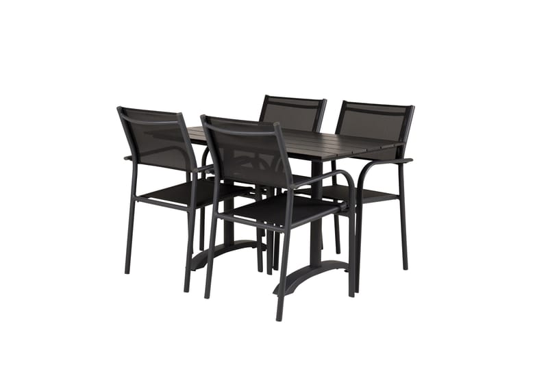 Denver Matgrupp Utomhus 120 cm + 4 Santorini Karmstolar Utomhus Svart - Venture Home - Utemöbler - Balkong - Balkongmöbler - Balkonggrupp & balkongset
