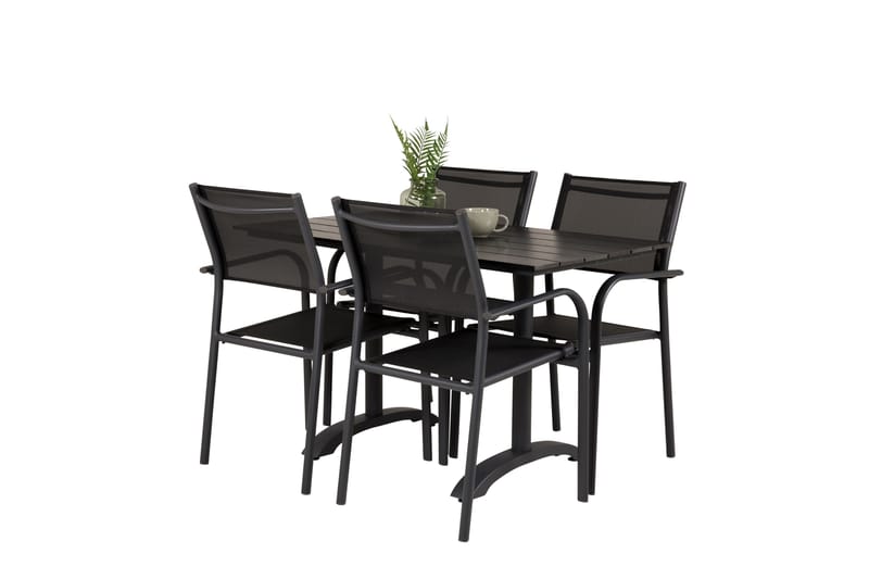 Denver Matgrupp Utomhus 120 cm + 4 Santorini Karmstolar Utomhus Svart - Venture Home - Utemöbler - Balkong - Balkongmöbler - Balkonggrupp & balkongset