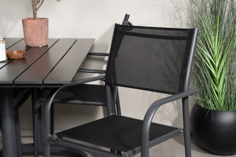 Denver Matgrupp Utomhus 120 cm + 4 Santorini Karmstolar Utomhus Svart - Venture Home - Utemöbler - Balkong - Balkongmöbler - Balkonggrupp & balkongset